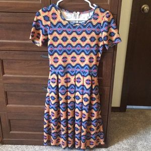 LuLaRoe Amelia dress, geometric pattern
